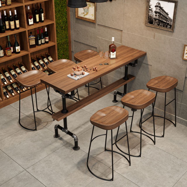 "51"" Industrial Rectangular Bar Table Natural Industrial Pub Table"