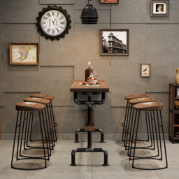 "51"" Industrial Rectangular Bar Table Natural Industrial Pub Table" - thumbnail 4