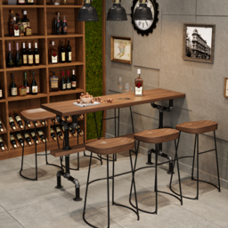 "51"" Industrial Rectangular Bar Table Natural Industrial Pub Table" - thumbnail 2