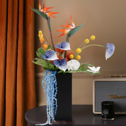 Modern Iris Artificial Flowers Arrangement in Vase Black Acrylic Vase Fake Flower Decor - thumbnail 8