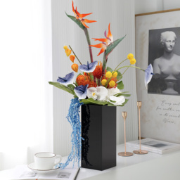 Modern Iris Artificial Flowers Arrangement in Vase Black Acrylic Vase Fake Flower Decor - thumbnail 2