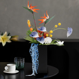 Modern Iris Artificial Flowers Arrangement in Vase Black Acrylic Vase Fake Flower Decor - thumbnail 4