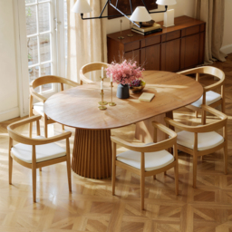 1200mm–2000mm Solid Wood Extendable Dining Table with 6 Chairs - thumbnail 1