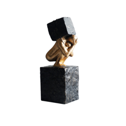Black & Gold Resin Thinker with Heavy Stone Sculpture Figure Person Statue Ornament Art - thumbnail 6