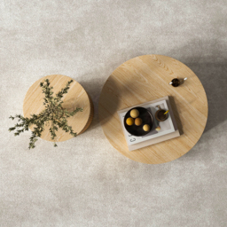 "16"" Japandi Round Wood Coffee Table with Storage in Natural" - thumbnail 3