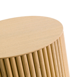 "16"" Japandi Round Wood Coffee Table with Storage in Natural" - thumbnail 6