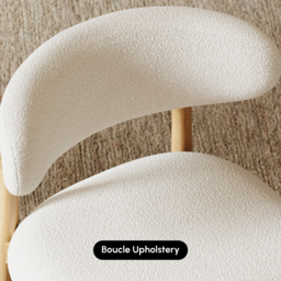 Modern Natural Boucle Dining Chair with Rubber Wood Legs, 1 Piece - thumbnail 7