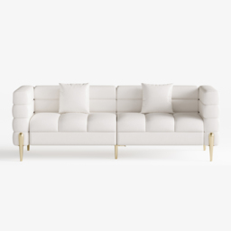 Axial 2000 mm Leather Fluted Sofa with Gold Legs & Pillows Set of 2 - thumbnail 9