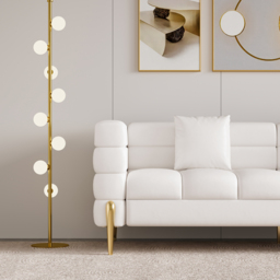 Axial 2000 mm Leather Fluted Sofa with Gold Legs & Pillows Set of 2 - thumbnail 7
