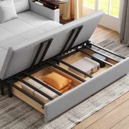King Size Daybed with Trundle Linen Pull Out Sofa Bed - thumbnail 8