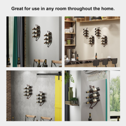 4 Pieces 12 Bottles Moon Shaped Metal Wine Rack Wall Mounted in Bronze - thumbnail 7