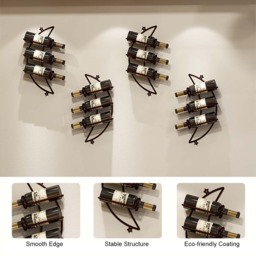 4 Pieces 12 Bottles Moon Shaped Metal Wine Rack Wall Mounted in Bronze - thumbnail 8