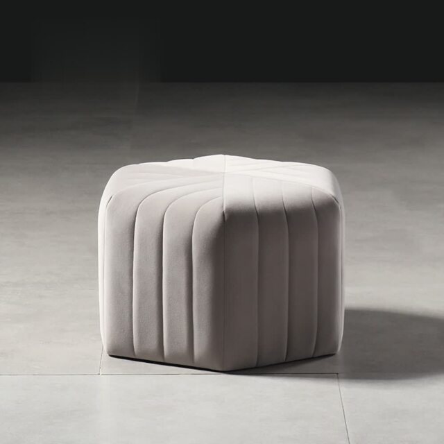 "18.5"" Wide Velvet Pouf Ottoman Hexagonal Ottoman in Gray" - image 1