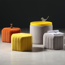 "18.5"" Wide Velvet Pouf Ottoman Hexagonal Ottoman in Gray" - thumbnail 2