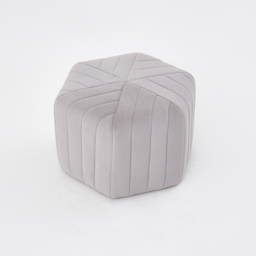"18.5"" Wide Velvet Pouf Ottoman Hexagonal Ottoman in Gray" - thumbnail 9