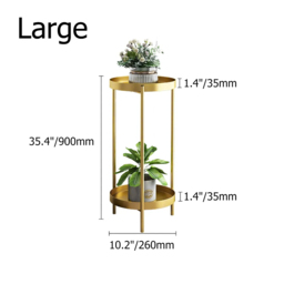Round Metal Plant Stand 2-Tiered Gold Plant Pot Stand for Indoor in Large - thumbnail 9