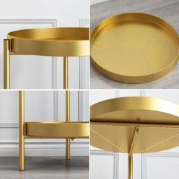 Round Metal Plant Stand 2-Tiered Gold Plant Pot Stand for Indoor in Large - thumbnail 7
