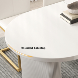 160 - 200 cm Oval Extendable Warm White Dining Table Butterfly Leaf 4-6 Seater - thumbnail 5