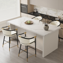 Modern Counter Stools with Velvet Upholstery Beige Bar Stools - thumbnail 4