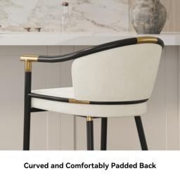 Modern Counter Stools with Velvet Upholstery Beige Bar Stools - thumbnail 7