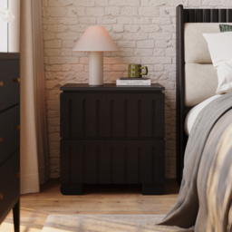 Ash Wood 2-Drawer Nightstand with Sintered Stone Top Set of 2 - thumbnail 2