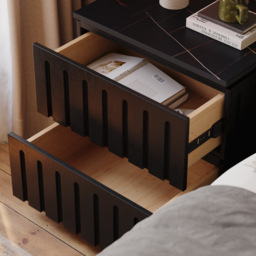 Ash Wood 2-Drawer Nightstand with Sintered Stone Top Set of 2 - thumbnail 7