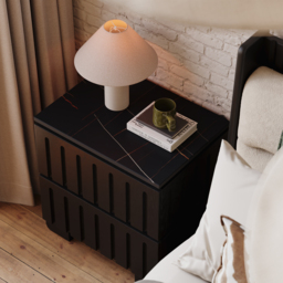 Ash Wood 2-Drawer Nightstand with Sintered Stone Top Set of 2 - thumbnail 5