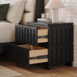 Ash Wood 2-Drawer Nightstand with Sintered Stone Top Set of 2 - thumbnail 6