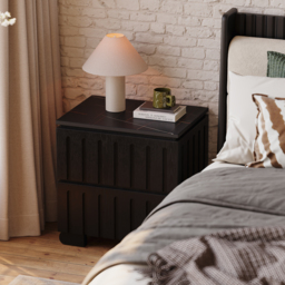 Ash Wood 2-Drawer Nightstand with Sintered Stone Top Set of 2 - thumbnail 4