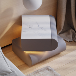 Humply Floating Smart Bedside Table 1 Drawer Bedside Table in White - thumbnail 6