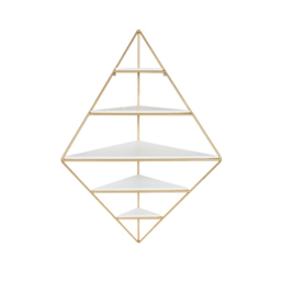 Modern Corner Wall Shelves Triangle Floating Shelves in Gold & White - thumbnail 8