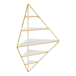 Modern Corner Wall Shelves Triangle Floating Shelves in Gold & White - thumbnail 7