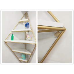 Modern Corner Wall Shelves Triangle Floating Shelves in Gold & White - thumbnail 5
