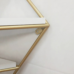 Modern Corner Wall Shelves Triangle Floating Shelves in Gold & White - thumbnail 6