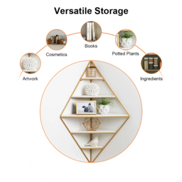 Modern Corner Wall Shelves Triangle Floating Shelves in Gold & White - thumbnail 9