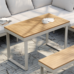 4 PCS Modular Outdoor  Acacia Sectional Sofa Set with Cushion and Side Table, 4 PCS Versatile L-Shaped Modular Sectional Sofa Set for Patio&Yard - thumbnail 7