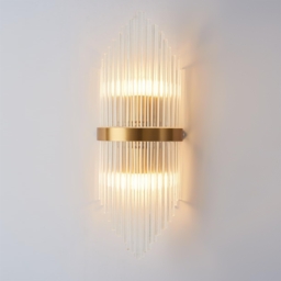 Striaged Gold Glass Wall Sconce Metal Vanity Wall Light for Bathroom - thumbnail 6
