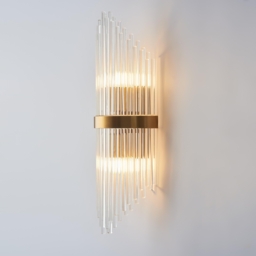 Striaged Gold Glass Wall Sconce Metal Vanity Wall Light for Bathroom - thumbnail 7