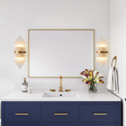 Striaged Gold Glass Wall Sconce Metal Vanity Wall Light for Bathroom - thumbnail 4