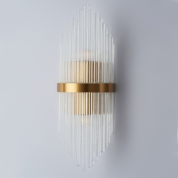 Striaged Gold Glass Wall Sconce Metal Vanity Wall Light for Bathroom - thumbnail 8