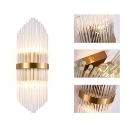 Striaged Gold Glass Wall Sconce Metal Vanity Wall Light for Bathroom - thumbnail 9