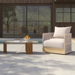 Outdoor Khaki Handwoven Rope Swivel Chair - thumbnail 2