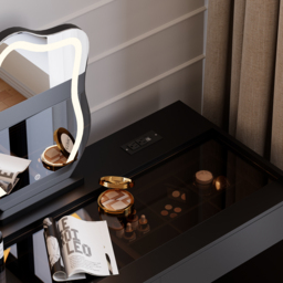 Modern Black Dressing Table with Chair with Lighted Vanity Mirror & Charging Station & Jewellery Storage Dressing Table - thumbnail 7