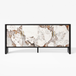 Modern 180 cm Sintered Stone Sideboard with Oak Wood Frame & Adjustable Shelves - thumbnail 9