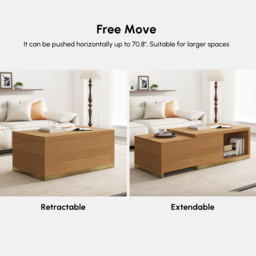 Mordel Extendable Up to 180 cm Rectangle Natural Coffee Table with 2 Drawers - thumbnail 7