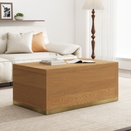 Mordel Extendable Up to 180 cm Rectangle Natural Coffee Table with 2 Drawers - thumbnail 4