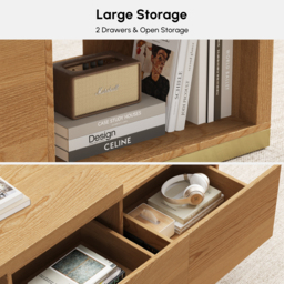 Mordel Extendable Up to 180 cm Rectangle Natural Coffee Table with 2 Drawers - thumbnail 9