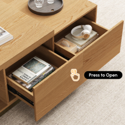 Mordel Extendable Up to 180 cm Rectangle Natural Coffee Table with 2 Drawers - thumbnail 8