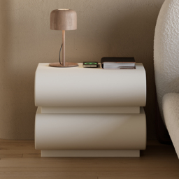 Modern White Leather Smart Bedside Table with Wireless Charger 2 Drawers Bedside Table with USB & Type-C Ports - thumbnail 3