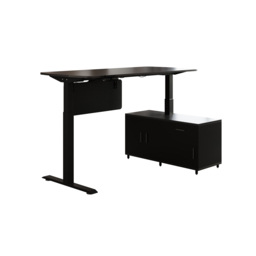 L Shaped Executive Office Desk Standing Desktop with 3 Doors & Drawer Black Office Furniture Right Hand (1600mm) - thumbnail 8
